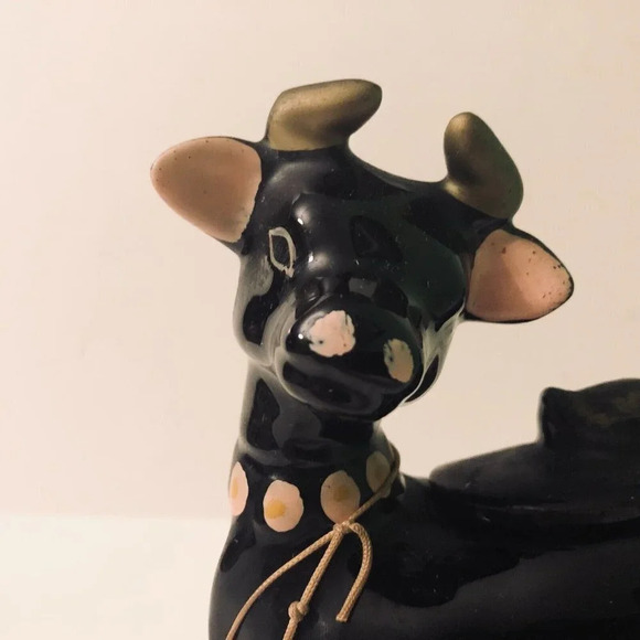 Vtg Redware Cow Sugar Bowl with Lid 5.5 Inch  Long Figurine - Picture 2 of 16